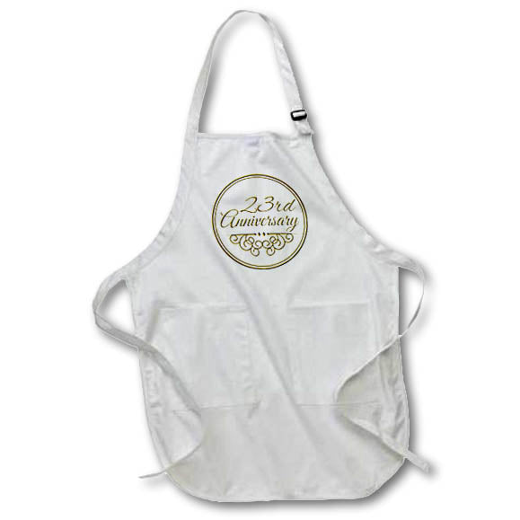 Apron - 23rd Anniversary gift - gold text for celebrating wedding anniversaries - 23 years married together Occasions