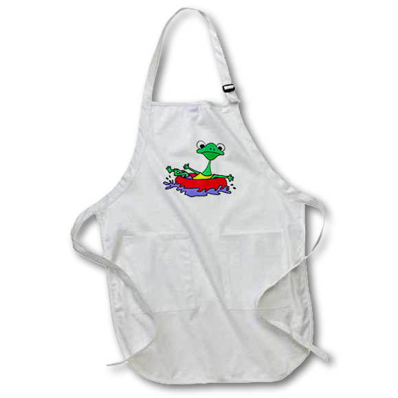 Apron - Funny Tree Frog Floating down river in Inner tube Nature Cartoon Funny