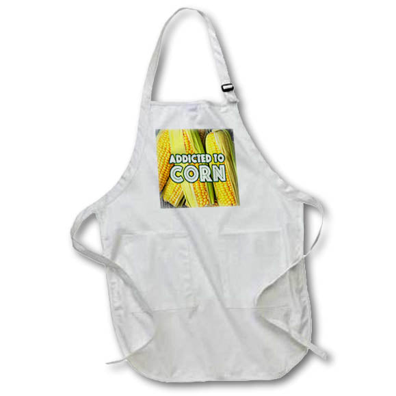 Apron - Image of Words Addicted to Corn with Corn Background – Food