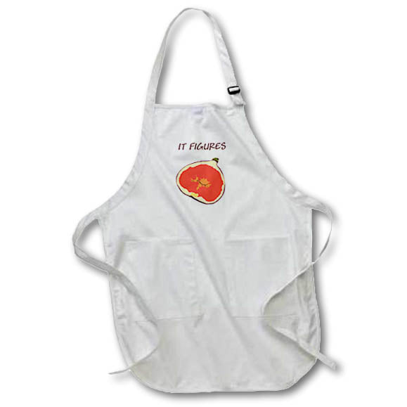 Apron - Image of Cartoon Fig With Words it Figures lens Art by Florene - Humor In Fruit