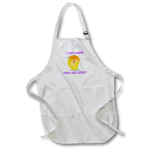 Apron - Image of Words I Can Make A Man Go Crazy With Orangy Mango lens Art by Florene - Humor In Fruit