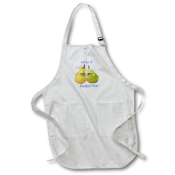 Apron - Image of Text We Are a Perfect Pear With Cartoon Pears lens Art by Florene - Humor In Fruit