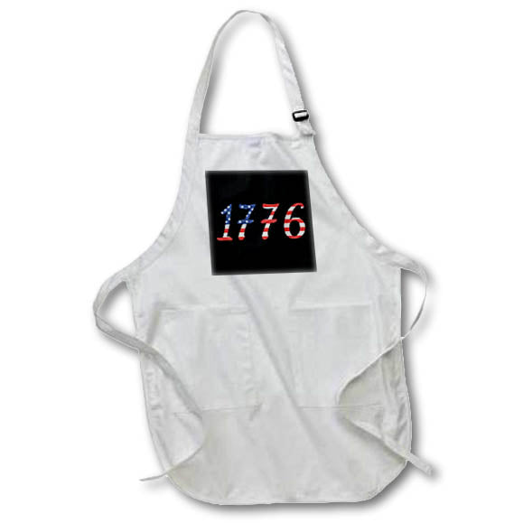 Apron - 1776 in written in stars and stripes on a black background. Stamp City - typography