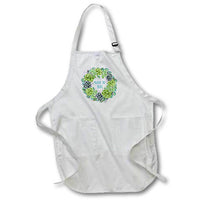 Apron - Succs to Succ in teal written in a succulent wreath on white. Stamp City - typography