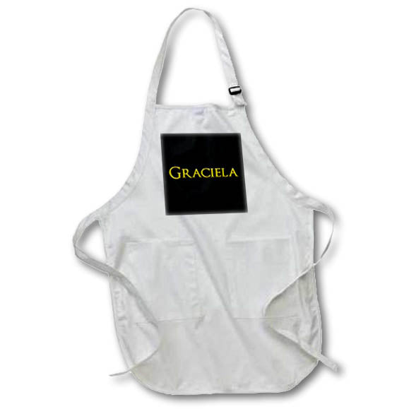 Apron - Graciela popular woman name in the America. Yellow on black gift Alexis Design - Popular Female Names in USA