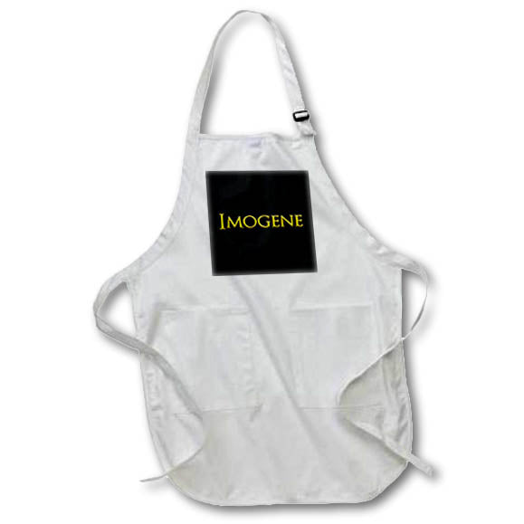 Apron - Imogene common woman name in the America. Yellow on black charm Alexis Design - Popular Female Names in USA