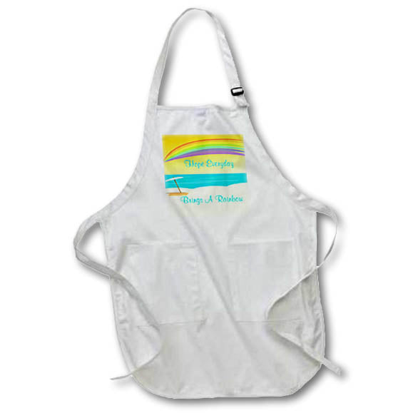 Apron - Image of Hope Everyday Brings A Rainbow With Beach Scene lens Art by Florene - Summer Activities With Text