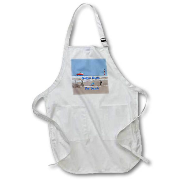 Apron - Image of Nothing Beats the Beach With Boat Beach And Lighthouse lens Art by Florene - Summer Activities With Text