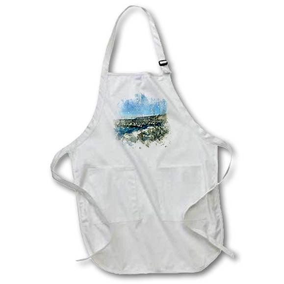 Apron - Marina With Lots Of Boats Image Of Watercolor Image Of Watercolors