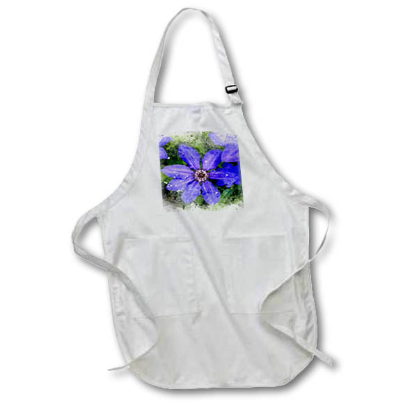 Apron - Bright Purple Blue Flower Image Of Watercolor Image Of Watercolors