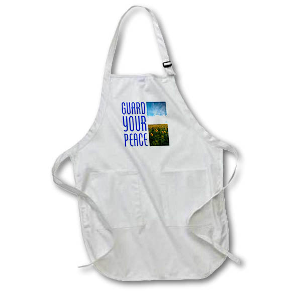 Apron - Image of Words Guard Your Peace with Sunflower Photo – Inspirational Sayings