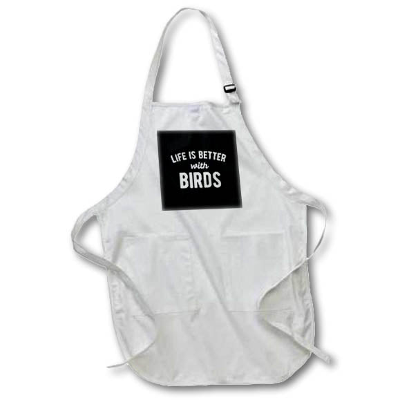 Apron - Life is better with birds. White lettering on black background. Stamp City - typography