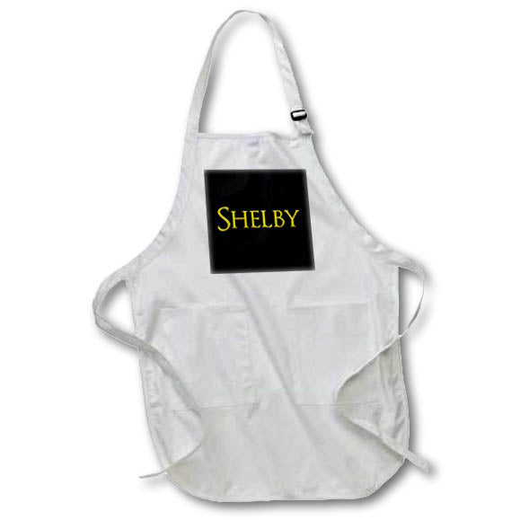 Apron - Shelby mainstream male name in the USA. Yellow on black amulet Alexis Design - Popular Male Names in USA