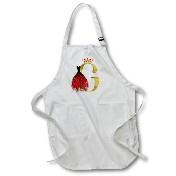 Apron - Red Gown Image Of Jewels Crown Image Of Gold Monogram G Monograms