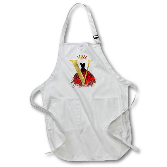 Apron - Red Gown Image Of Jewels Crown Image Of Gold Monogram T Monograms