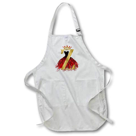 Apron - Red Gown Image Of Jewels Crown Image Of Gold Monogram Z Monograms