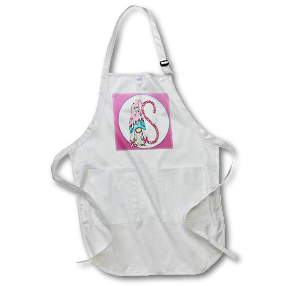 Apron - Cute Pink Ice Cream Gnome Pink Image Of Glitter Monogram S Monograms