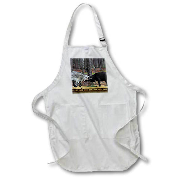 Apron - A photograph of two baby goats head butting each other. Stamp City - animals