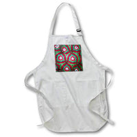 Apron - Image of Red Green And White With Hint Of Brown Mandala lens Art by Florene - Mandala Fractals