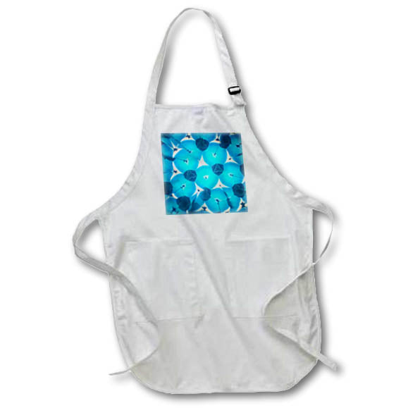 Apron - Image of Blue And Aqua Over White Fractal Mandala lens Art by Florene - Mandala Fractals