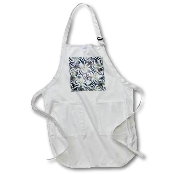 Apron - Image of Navy Blue And White Striped Shapes Overlap lens Art by Florene - Mandala Fractals