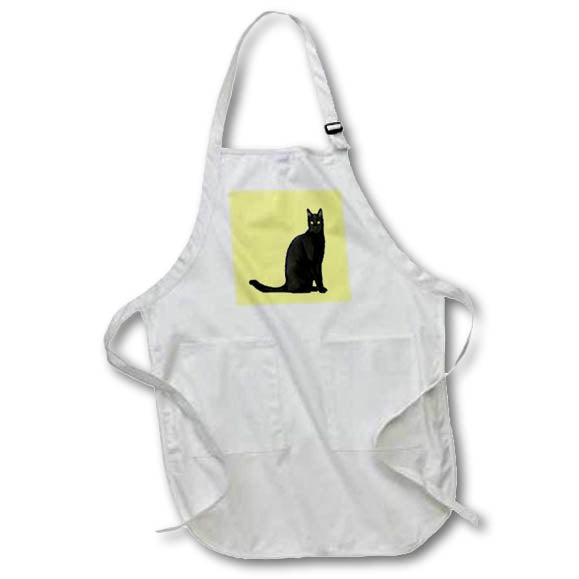 Apron - Seated Black Cat In Elegant Pose Photo Vector Vector Art - Cat Silhouette