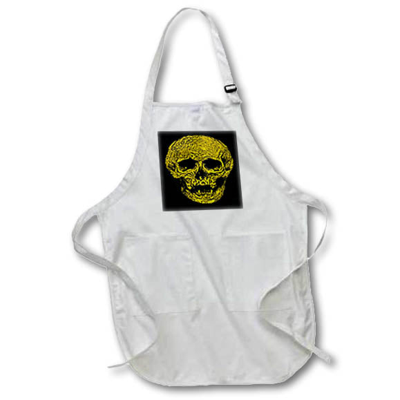 Apron - Vile Grungy Skull Art In Bright Yellow Colors on Black Vector Art - Skull