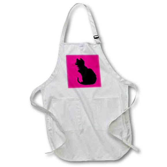 Apron - Minimalistic Black Cat Silhouette Vector Art Vector Art - Black Cat