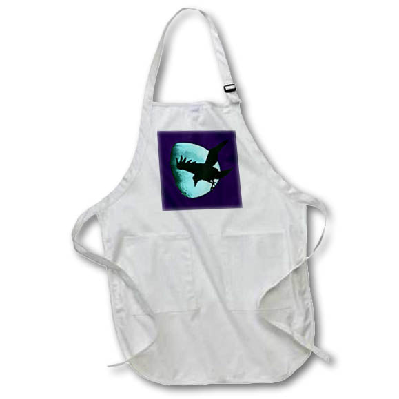 Apron - Nocturnal Raven Once In A Blue Moon Halloween Art Vector Art - Raven and Blue Moon