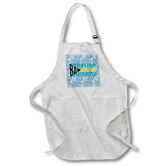 Apron - Bahama Caribbean flag and island flamingo pattern. Creative Studios – Caribbean Fun