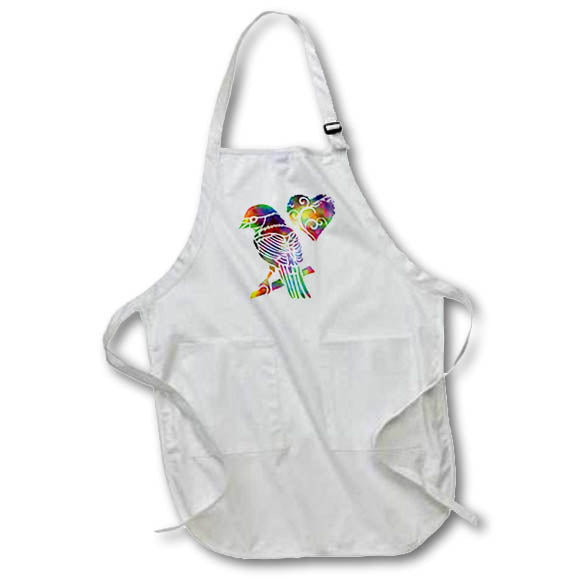 Apron - Love Finches Birds- Tie Dye Finch and Swirly Heart Designs- LOVE ANIMALS