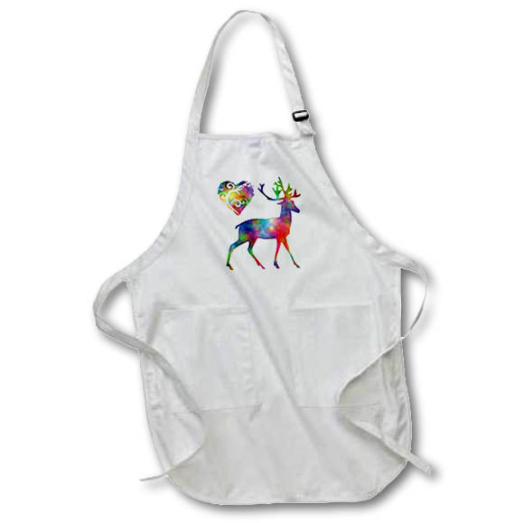 Apron - Love Deer- Tie Dye Deer and Swirly Heart Designs- LOVE ANIMALS