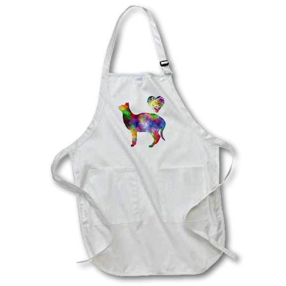 Apron - Love Cats- Tie Dye Cat and Swirly Heart Designs- LOVE ANIMALS