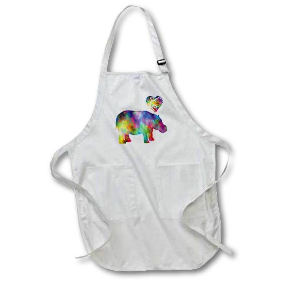 Apron - Love Hippopotamus- Tie Dye Hippo and Swirly Heart Designs- LOVE ANIMALS