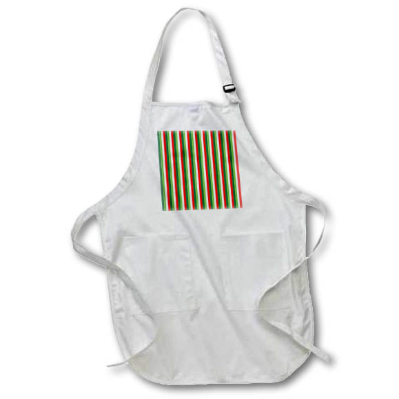 Apron - Green, Star White And Red Clover Pinstripes Digital Art - Striped Pattern