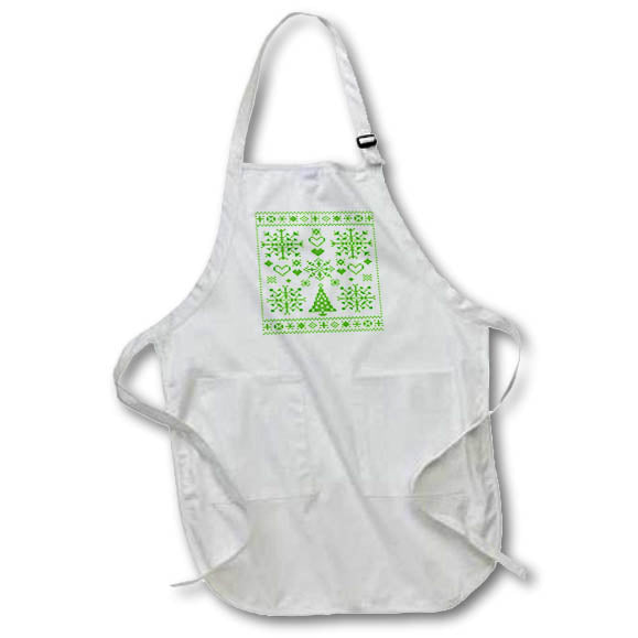 Apron - Christmas Cross Stitch Embroidery Sampler Green Design Vector Art - Christmas Sampler