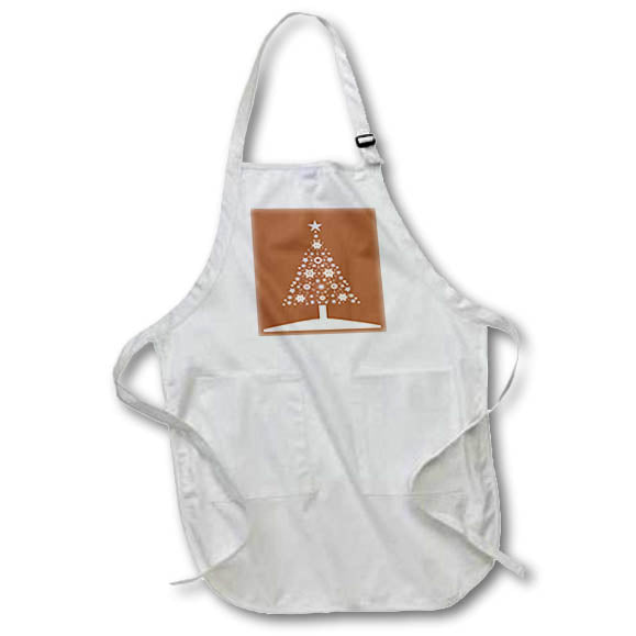 Apron - Christmas Tree Made Of Snowflakes On Red Brown Vector Art - Christmas Tree