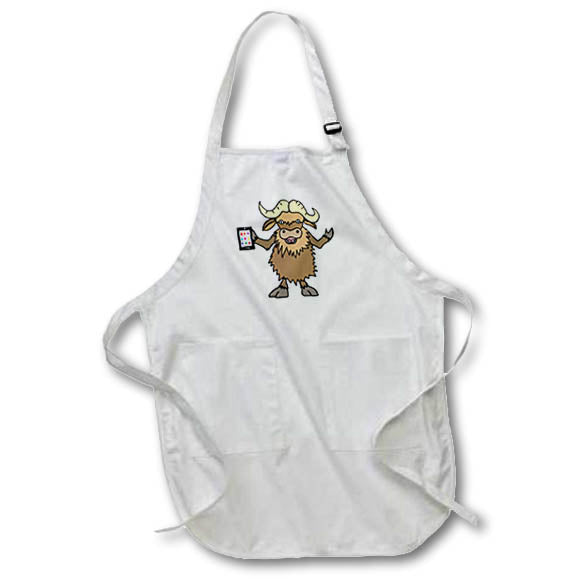 Apron - Funny Cute Musk Ox Texting on Cell Phone Pun Cartoon Funny