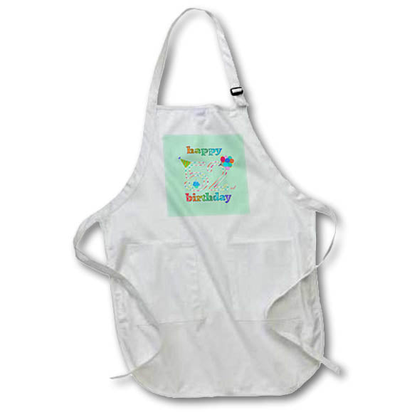 Apron - Happy 52nd Birthday, Cupcake with Candle, Balloons, Hat, Colorful Birthday Design