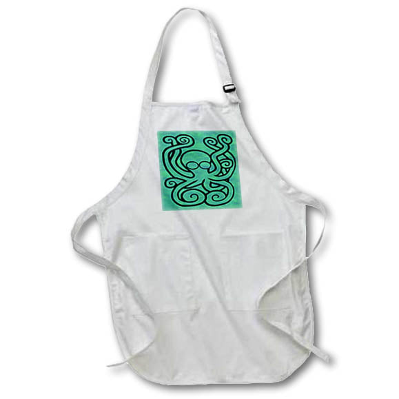 Apron - Fun doodle of an octopus with a pretty green background Animal - Green Octo-Doodle-Pus