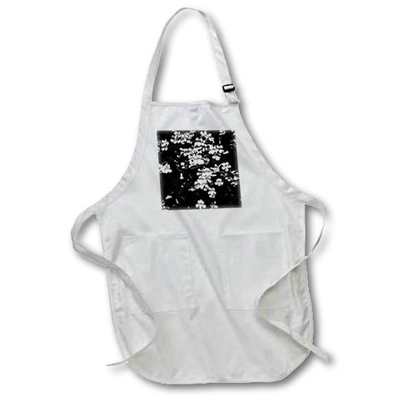 Apron - My lovely trumpet flowers in black and white Flowers - Dark Trumpet Flowers