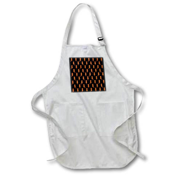 Apron - Ginger Cat On Black Background Polka Dot Pattern Illustration - Cat Pattern