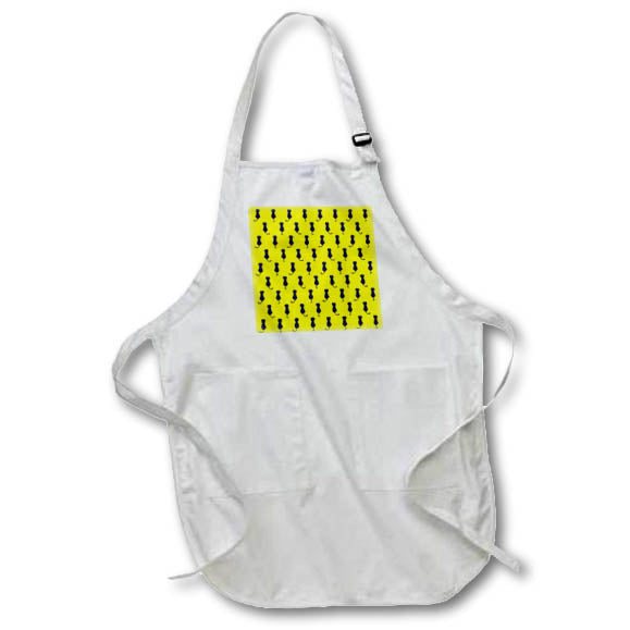 Apron - Grey Cat On Yellow Background Polka Dot Pattern Illustration - Cat Pattern