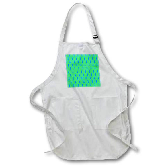 Apron - Polka Dot Pet Pattern Blue Cats On Lime Vector Art - Cat Pattern