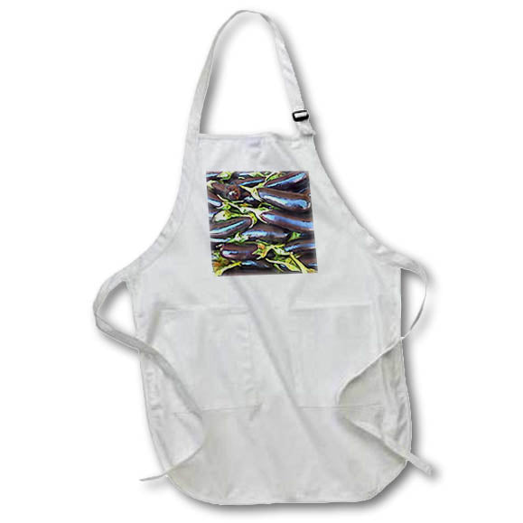 Apron - Artistic Eggplants Black Outline Art Acrylic Painting - Eggplants