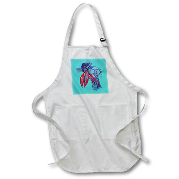 Apron - Blue and Red Siamese Fighting Fish Betta Splendens Vector - Betta Spendens Fish