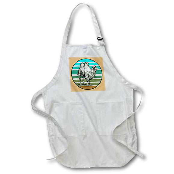 Apron - Retro Style Sunset With Artistic Bactrian Camel Vector - Bactrian Camel