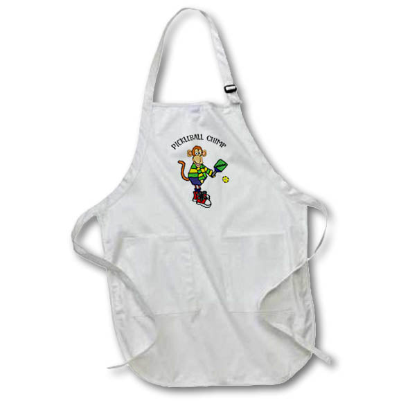 Apron - Funny Cute Monkey Playing Pickleball Pun Pickleball Chimp Cartoon Sports and Hobbies