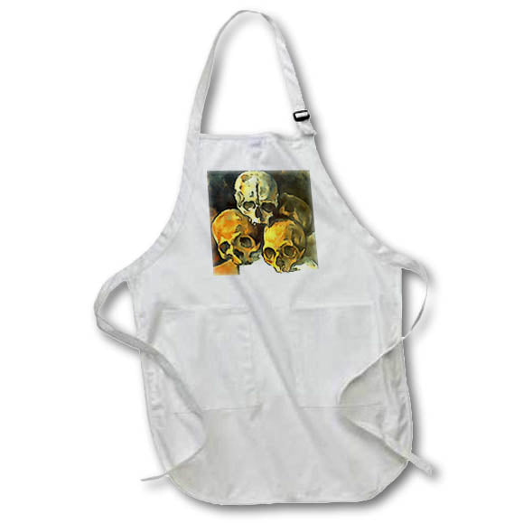 Apron - Pyramid of Skulls Black Outline Art After Cezanne Acrylic Painting - Skull Still Life