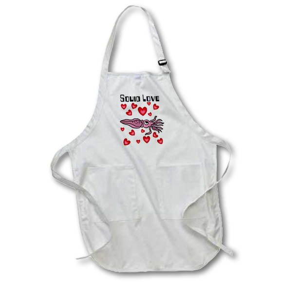 Apron - Funny Cute Purple Squid aand Hearts Squid Love Cartoon Funny